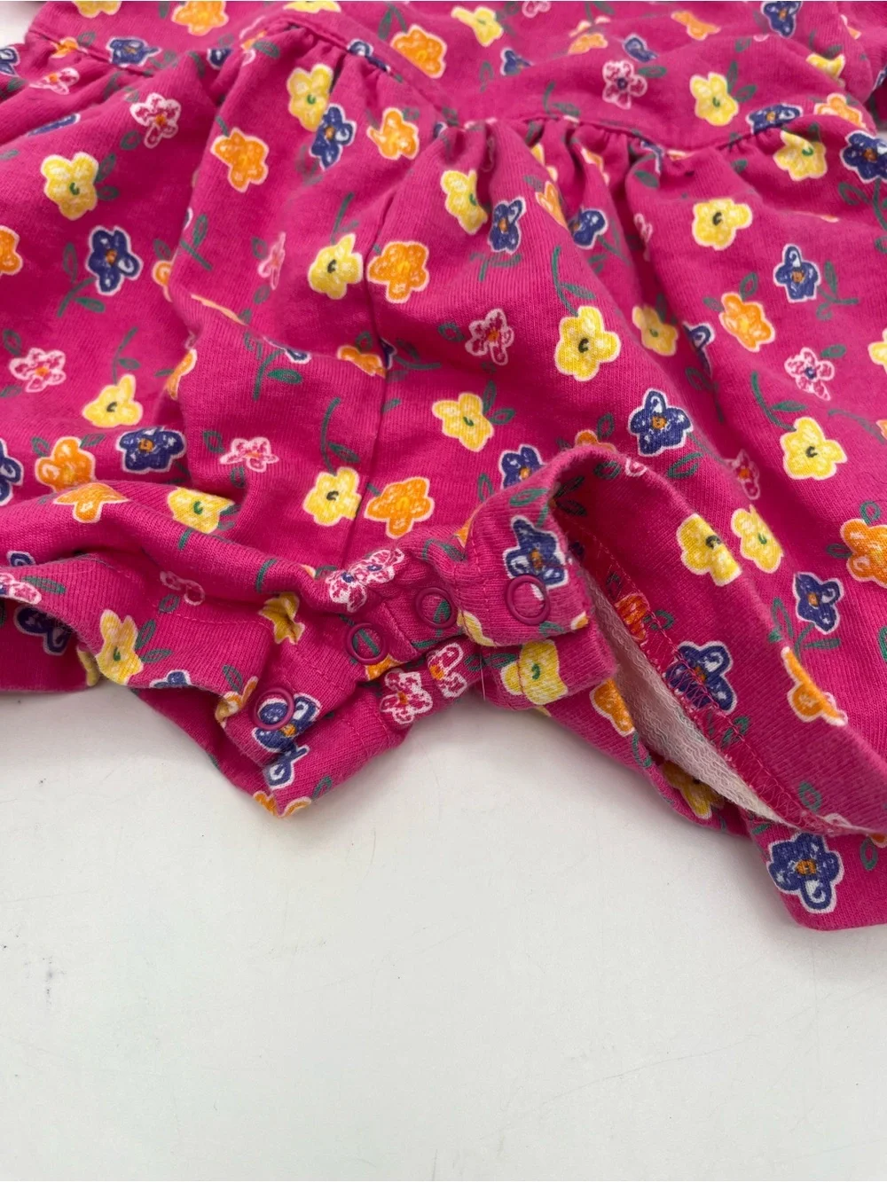 Vintage 1998 Gymboree Hot Pink Floral Peter Pan Collar One-Piece